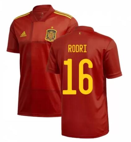 2020 EURO Spain Home Kit Soccer Jersey RODRI 16